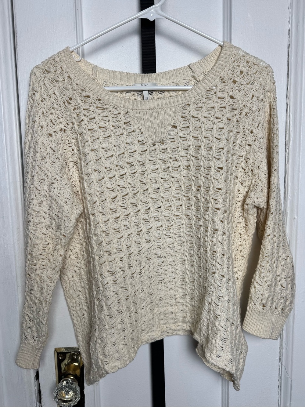 Joie Ivory Open Knit Crochet Sweater